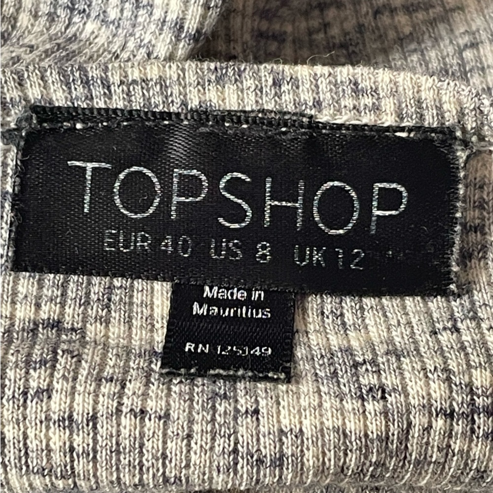 TopShop Crop Ribbed Tank Top Blue Cream Size 8 - Picture 4 of 6